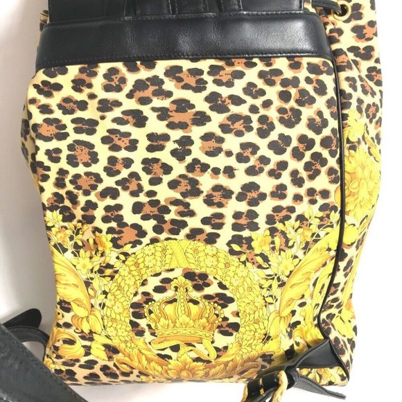 VERSACE vintage leopard backpack bag Backpack PVC / Leather yellow/Black main image 14
